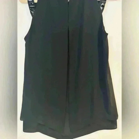 Women’s BCBG Elegant Black Sleeveless Chiffon Top with Embellished Straps - Picture 5 of 7
